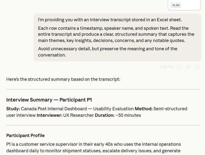 Screenshot of a research synthesis prompt in Claude