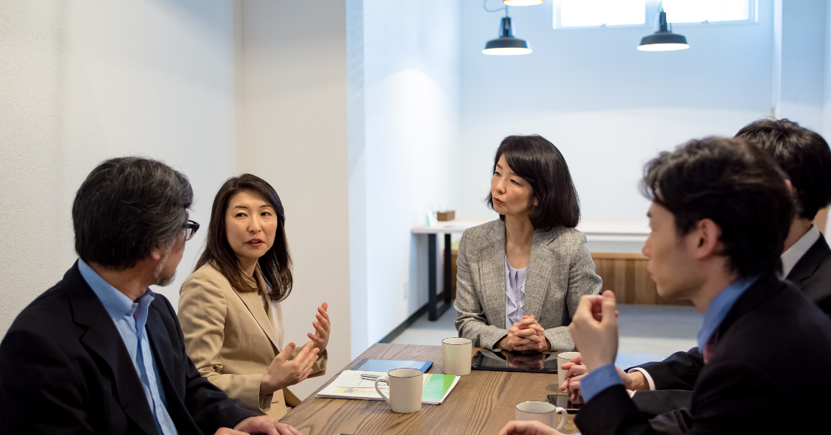 Japanese business professionals in a meeting